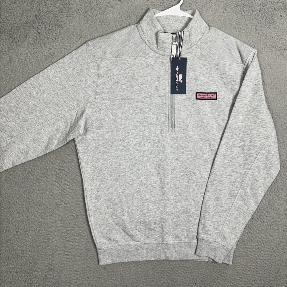 NEW Vineyard Vines Sweatshirt Collegiate Shep Shirt Mens Small Grey Quarter Zip